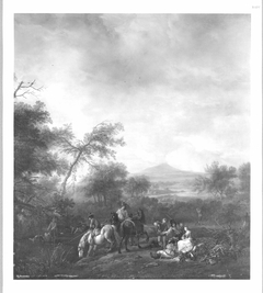 landscape with hunting party by Philips Wouwerman