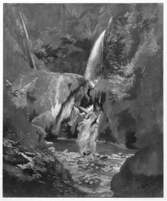 Landschaft mit Wasserfall by Anselm Feuerbach