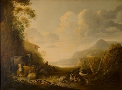 Landschap met vee en eenden by Gijsbert d'Hondecoeter