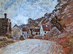 Le hameau de Chantemesle au pied du rocher by Claude Monet