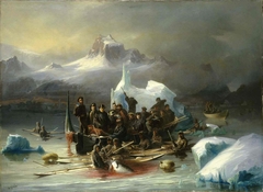 Le prince Napoléon assiste à la chasse au phoque au large de Godthaab en 1856 by Sébastien Charles Giraud