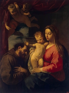 Madonna with Child and St Francis of Assisi by Simone Cantarini