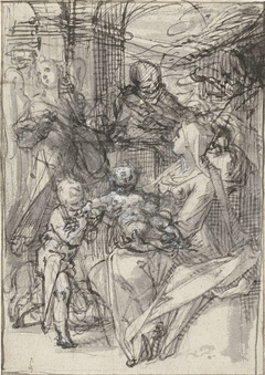 Maria met kind, Johannes de Doper en een engel die viool speelt by Unknown Artist
