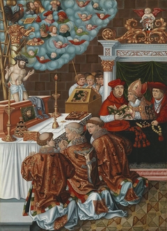 Messe des hl. Gregor mit Kardinal Albrecht von Brandenburg (Anonymer Meister seiner Werkstatt) by Lucas Cranach the Elder