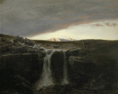 Mountain Landscape with Waterfall by Arnold Böcklin