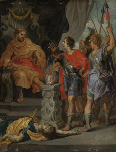 Mucius Scaevola shows fortitude before king Lars Porsenna by Peter Paul Rubens