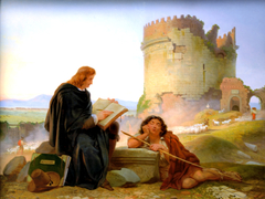Nicolas Poussin dans la campagne romaine by Philippe-Jacques van Bree