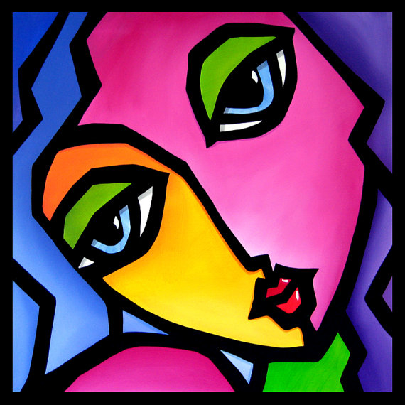 Once Again - Original Abstract painting Modern pop Art Contemporary Portrait FACE by Fidostudio