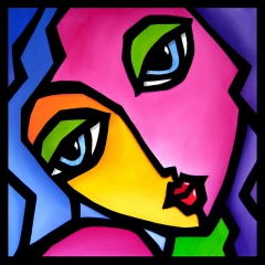 Once Again - Original Abstract painting Modern pop Art Contemporary Portrait FACE by Fidostudio by Tom Fedro