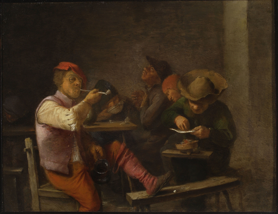 Peasant smoking tobacco in a tavern