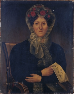 Portrait de Marie-Madeleine-Claudine Perrin, dite Madame Thénard "la Grande" (1757-1849), sociétaire de la Comédie-Française by Louis-Basile de Veaucorbeille
