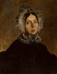 Portrait of a woman in a lace bonnet.