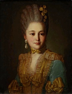 Portrait of an unknown woman in a Blue Dress with Yellow Trimmings by Fyodor Rokotov