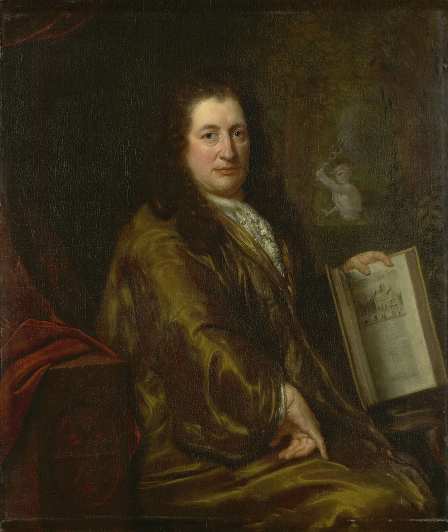 Portrait of Caspar Commelin, bookseller, newspaper publisher and author of the official history of Amsterdam 'Beschrijvinghe van Amsterdam'of 1693