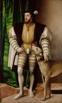 Portrait of Charles V with a Dog by Jakob Seisenegger