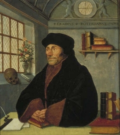 Portrait of Erasmus at his writing table by Anonymous