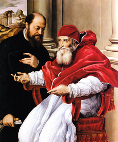 Portrait of Pope Paul III with cardinal Reginald Pole by Perino del Vaga