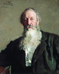 Portrait of Vladimir Vasilievich Stasov, Russian art historian and music critic. by Ilya Repin