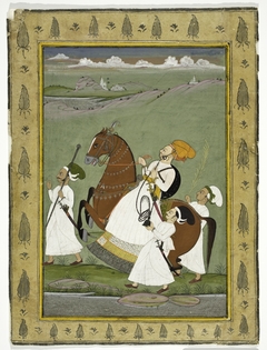 Raja on Horseback with Attendants by Anonymous