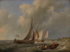 Restless River with Ships by Hermanus Koekkoek