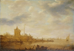 River view with sentry post by Jan van Goyen