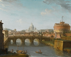 Rome, A View of the Tiber with the Castel Sant'angelo and Saint Peter's Basilica