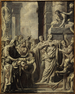 Saint Paul et saint Barnabé refusant les honneurs divins à Lystre Esquisse pour le "may" de Notre-Dame de 1644 by Michel Corneille the Elder