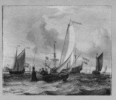 Ships on a choppy sea by Abraham Storck
