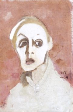 Self portrait with black mouth by Helene Schjerfbeck