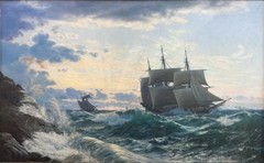 Skibe som morgenen efter en storm klarer landet for sig by Carl Rasmussen
