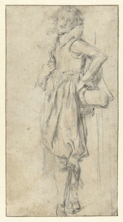 Staande jongeman met een hoed in de hand by Willem Pietersz. Buytewech