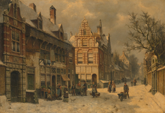 Stadsgezicht in de winter by Willem Koekkoek