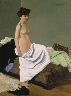 Standing Nude Holding Gown on Her Knee