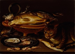 Still Life of Fish and Cat by Clara Peeters