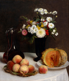 Still Life with a Carafe, Flowers and Fruit by Henri Fantin-Latour