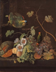 Still Life with Parrots by Justus van Huysum I