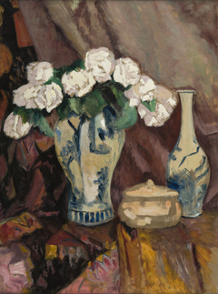 Still Life with White Roses in a Vase by Stefan Filipkiewicz