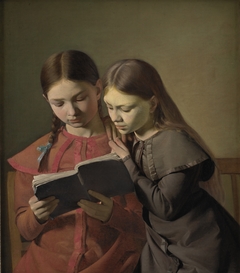 The Artist's Sisters Signe and Henriette Reading a Book