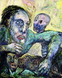 The Pink Skull (Self-Portrait with Muse) by Miriam Beerman