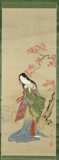 The Salt Maidens, Matsukaze with Yukihira's Coat by Chōbunsai Eishi