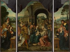 Triptych: Adoration of The Kings, with Saints and Donors by Flemish School