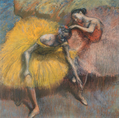 Two Dancers - Yellow and Rose