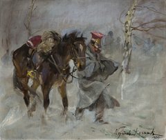 Uhlan Leading a Horse by Wojciech Kossak