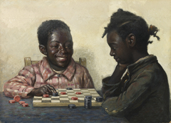 Untitled (Two Children Playing Checkers) by James Henry Moser