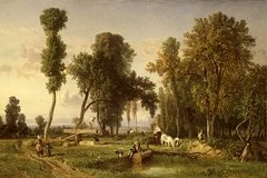 View at La Ferté-Saint-Aubin, near Orléans by Constant Troyon
