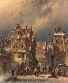 View of a Town in Winter by Charles Leickert