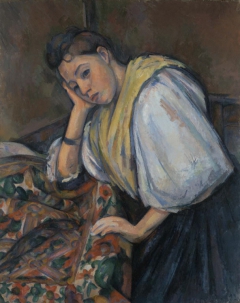 Young Italian Woman at a Table (Jeune Italienne Accoudée) by Paul Cézanne