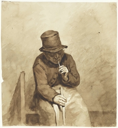 Zittende rokende man by Pieter van Loon