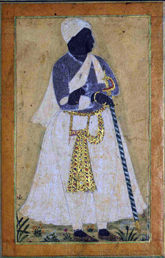 A Black Man Leans on a Long Staff by Anonymous