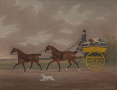 A Gentleman Driving Tandem to a Jaunting Car by Edwin W Cooper of Beccles